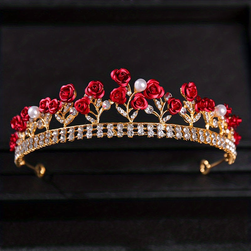 Red Rose Flowers Children s Crown For Girls