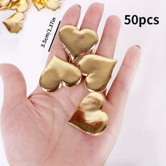50pcs Golden 3D Heart Shaped Confetti Wedding Birthday Decoration