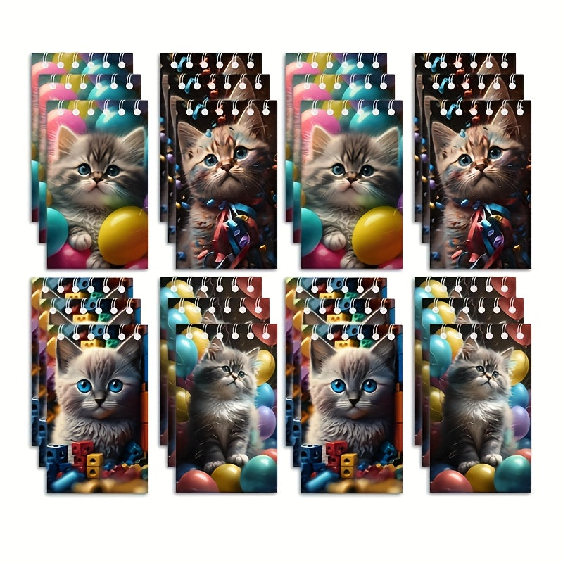 12pcs Cat Mini Notepad Spiral Pocket Notebook Cat Party Favors