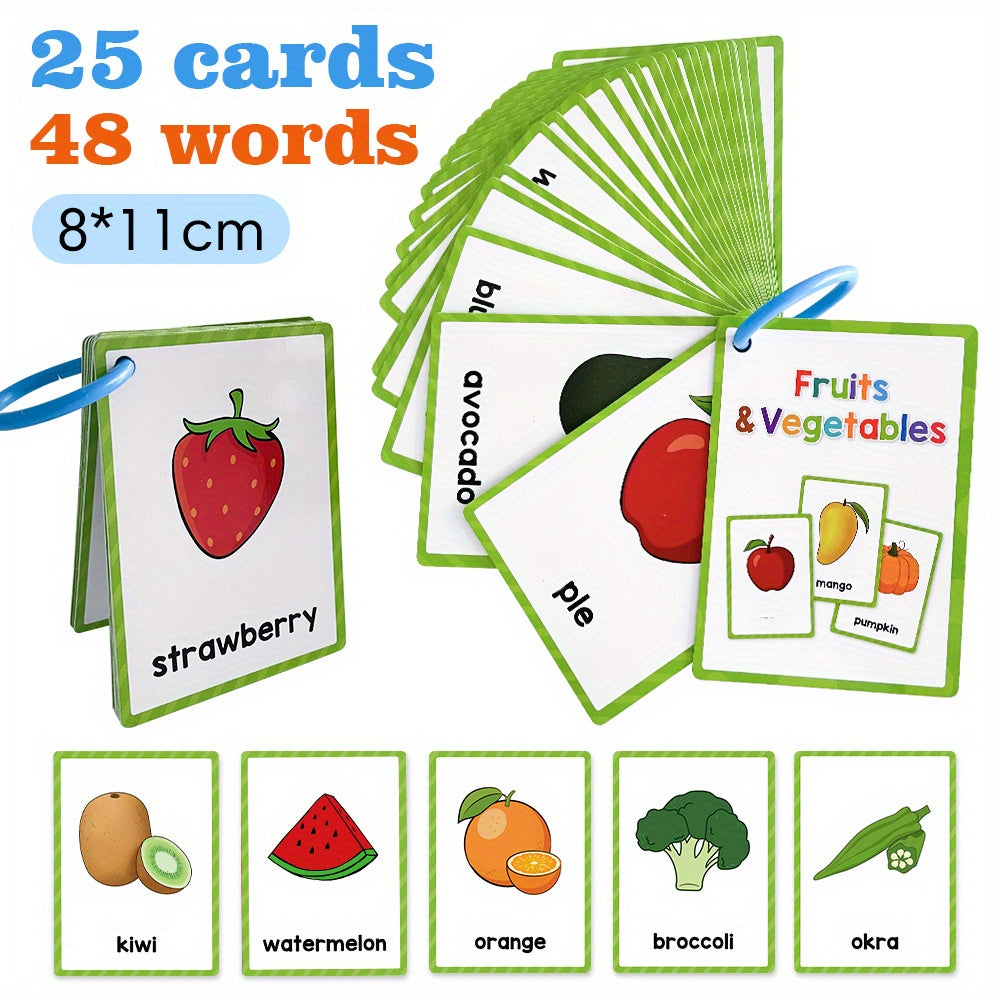 Fruits & Vegetables Flashcards for Kids Learning Toys Pre Kindergarten