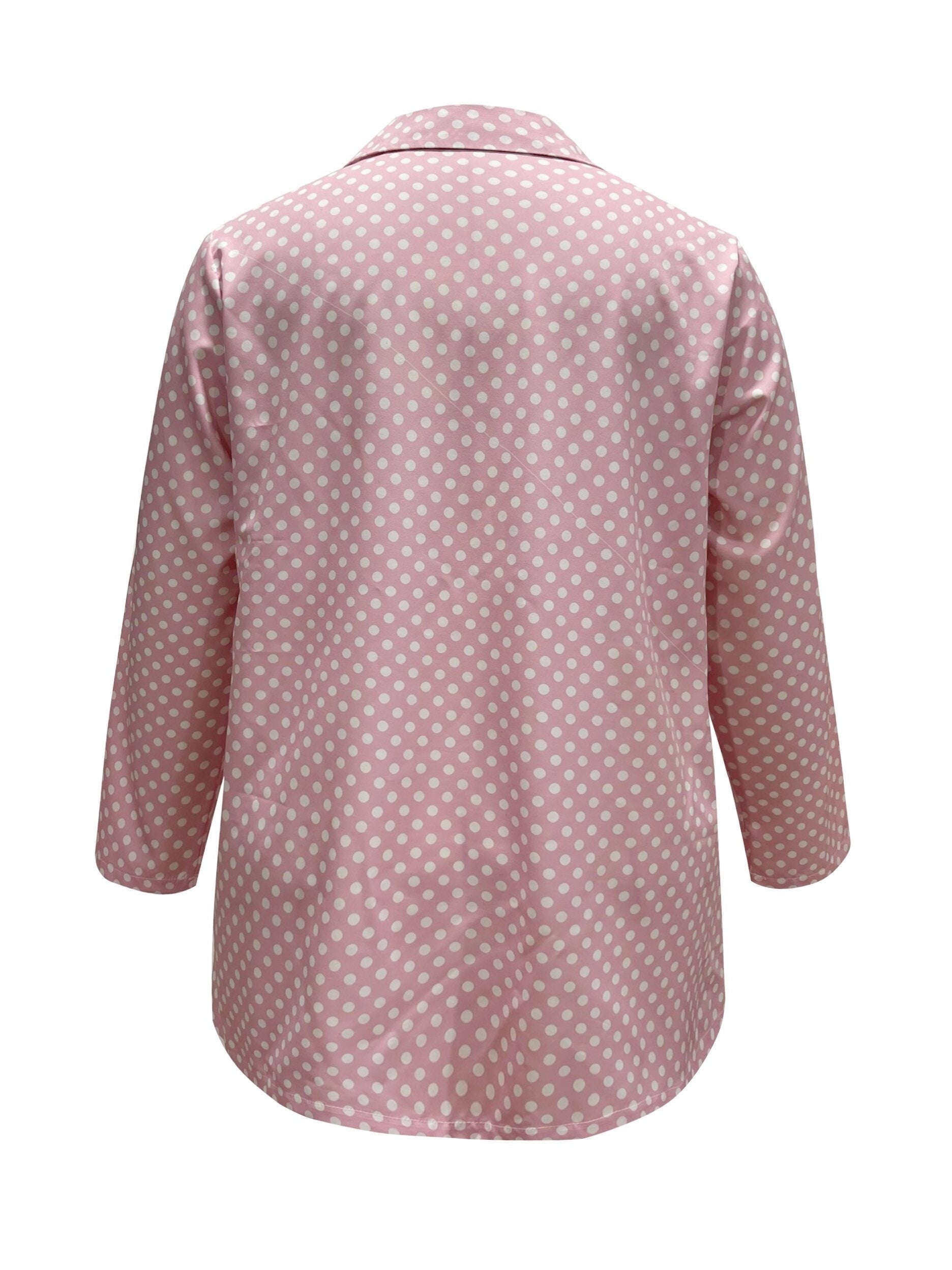  Polka Dot Print Long Sleeve Blouse