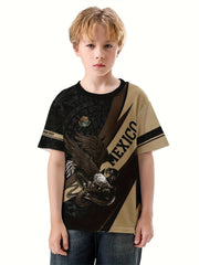 MEXICO Eagle 3D Print Children's Vitality T Shirt Boys Summer Sports Lightweight