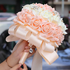 Blood Tooth Wedding Bridesmaid Bouquet with Rhinestone Sash
