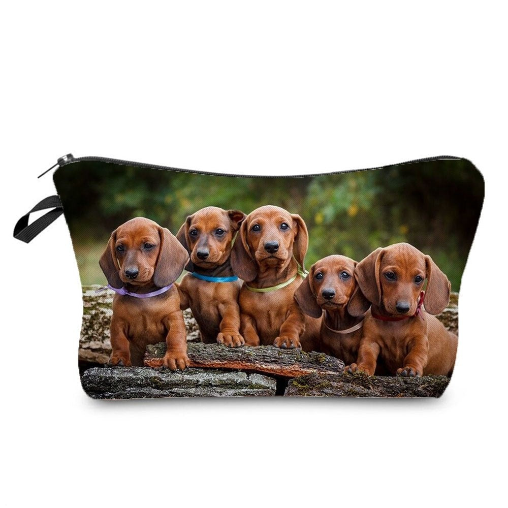 Sausage Dog Print Cosmetic Bag Pencil Bag