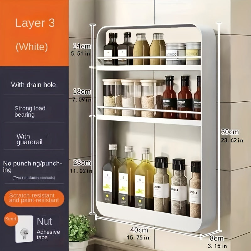 Wall Mounted Rack for Seasonings Cosmetics Bathroom Storage