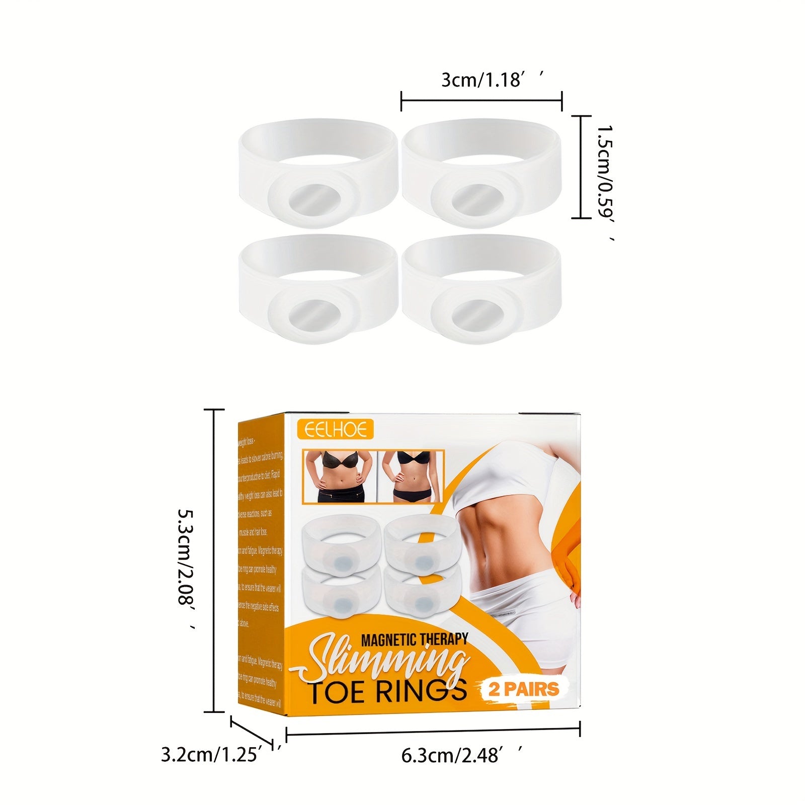 2 Pairs Silicone Magnetic Toe Rings - Slimming Toe Rings & Separators