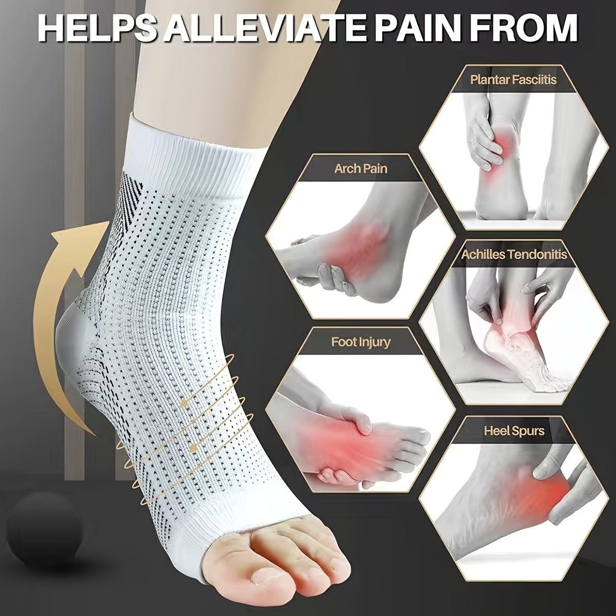 3 Pairs Toeless Compression Socks Ankle Sleeves Plantar Fasciitis