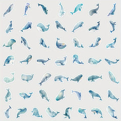 50pcs Whale Marine Organism Stickers for DIY Decoration