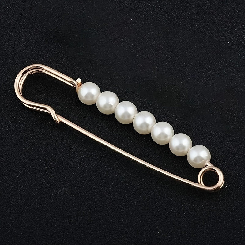 Anti-slip Faux Pearl Cardigan Buckle Waist Pin