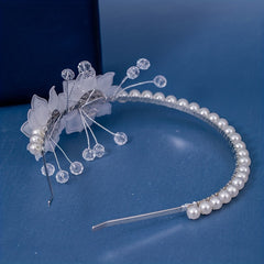 Pearl Beaded Flower Headband for Bridal Wedding
