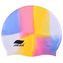Unisex Gradient Silicone Swimming Cap Ear Protection Durable Waterproof