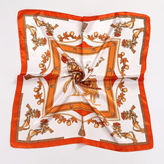 Square Satin Scarf Classic Horse Print Neckerchief Shawl Bandana