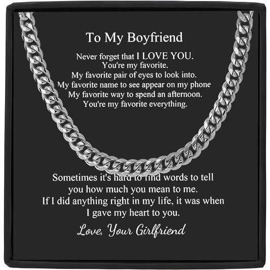 Cuban Chain Link Necklace for Boyfriend Gift Boxed