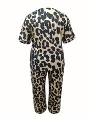  Leopard Print Shirt & Pants Pajama Set