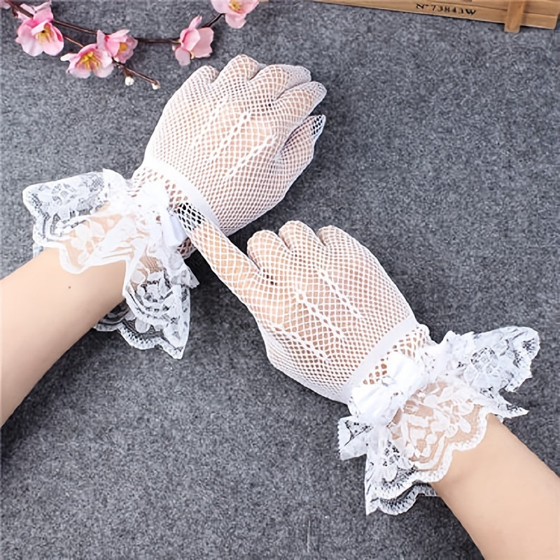Ultra Thin Lace Gloves Sun Protection Perspective Bride Wedding Gloves