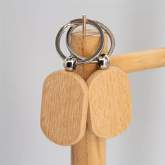 20pcs Blank Wooden Tag Keychain Engraved Keyring