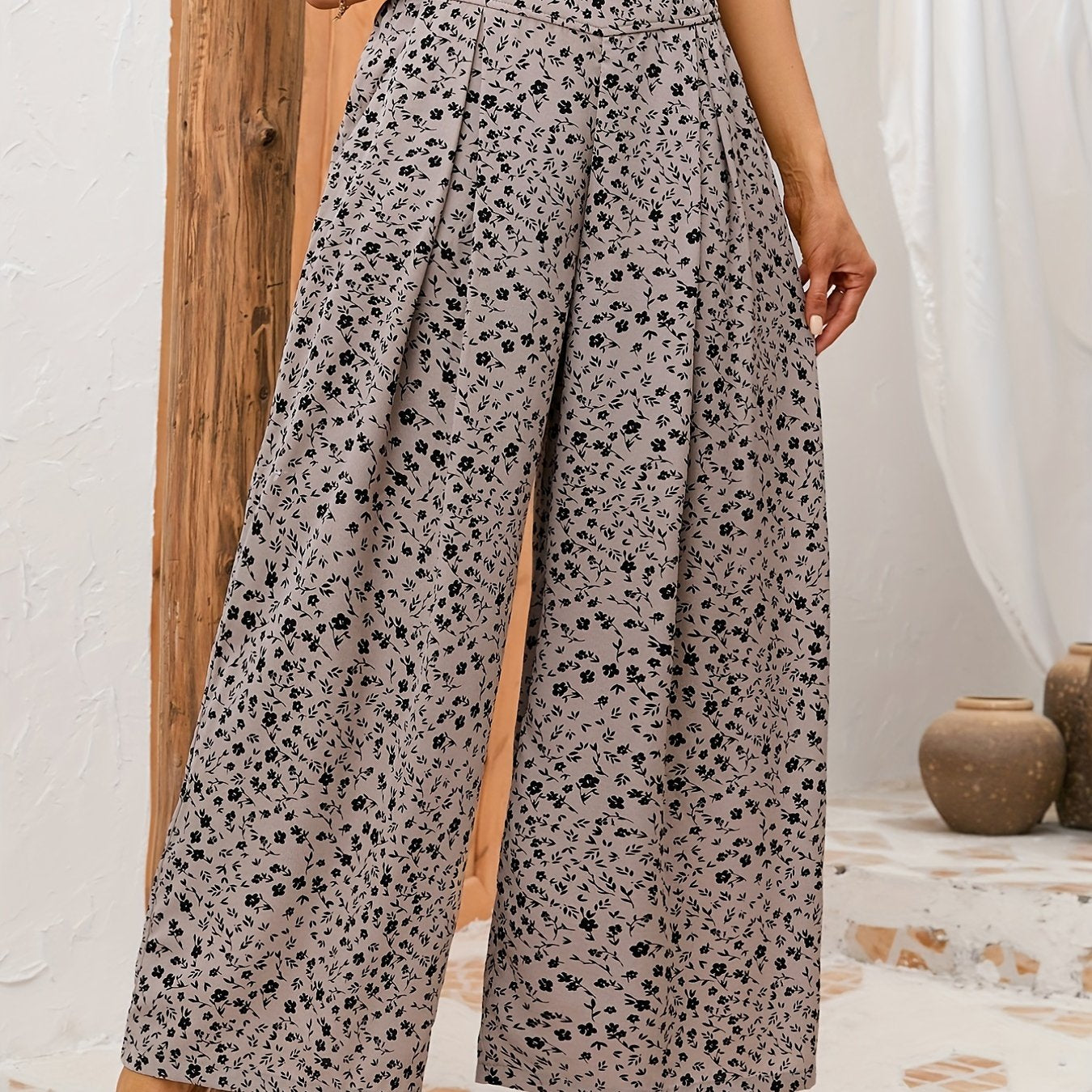 Floral Wide Leg Pants Spring Summer Casual Loose