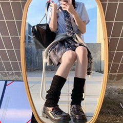2 Pairs Rib Knit Leg Warmers Lolita Knee High Socks All-match Women's Stockings