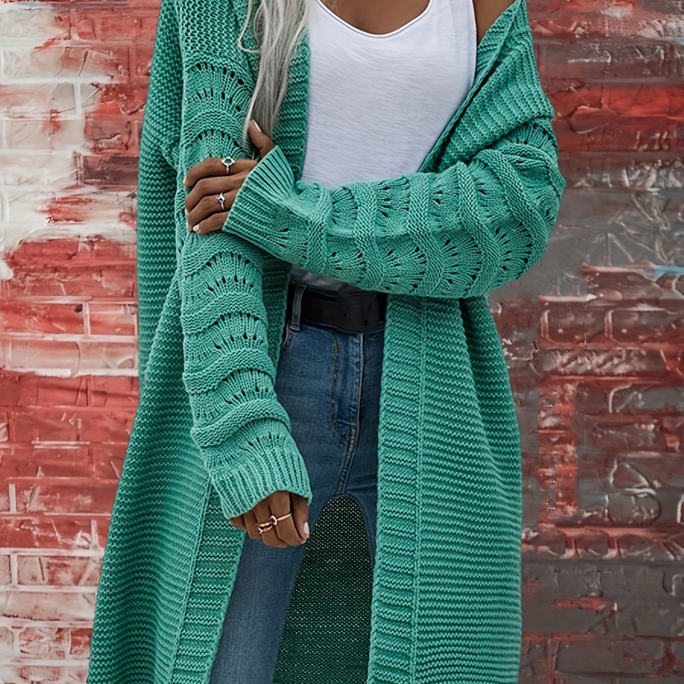  Solid Long Sleeve Stretch Cardigan
