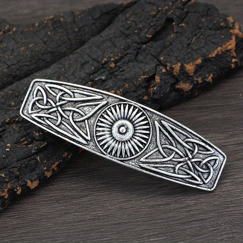 Vintage Silvery Hair Clip Viking Style Barrette Back Head Hair Clip
