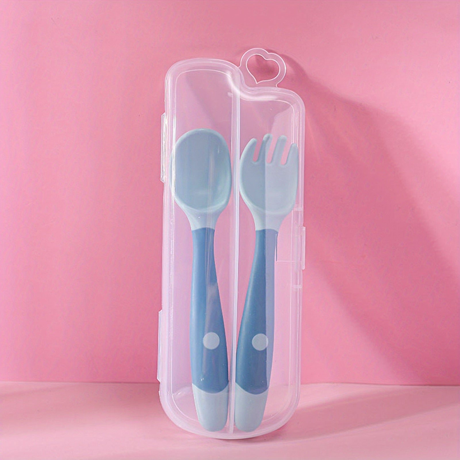 3pcs Baby Fork and Spoon Set with Travel Case Bendable Twist Training Eating
