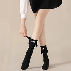 Hand In Hand & Cartoon Eyes Women's Socks - 2 Pairs