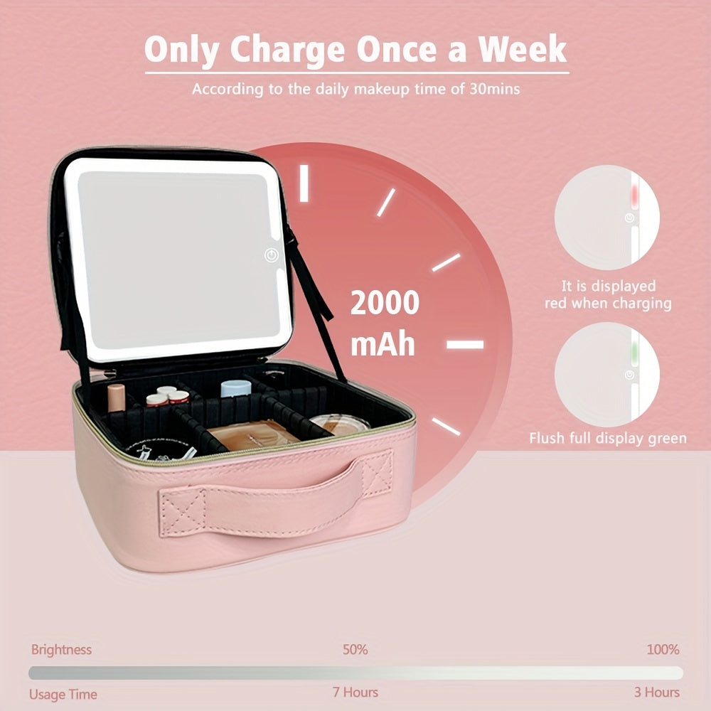 Travel Makeup Train Case With Lighted Mirror & Organizer