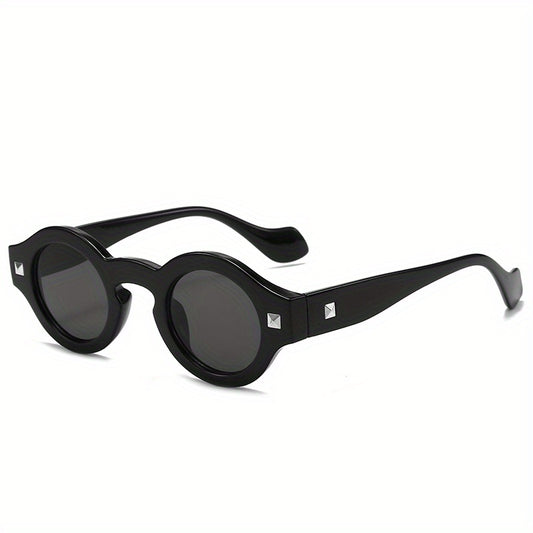 Y2K Round Sunglasses Hiphop Rivet Anti Glare Glasses UV400