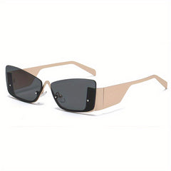Y2K Semi Rimless Sunglasses Metal Glasses UV400