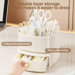 360 Rotating Makeup Organizer Cosmetic Storage Box With Drawer