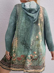  Boho Dress Women's Floral Print Hooded Sweater Dress