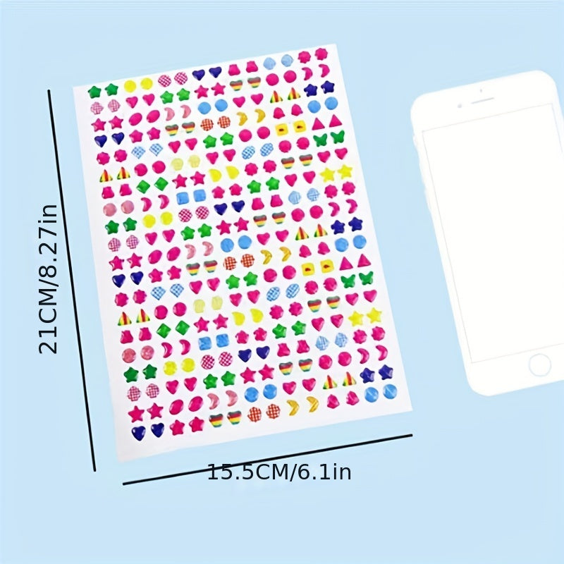 Kids Sticky Earrings 3D Gems Stickers Glitter Crystal Sticker Earrings For Girls