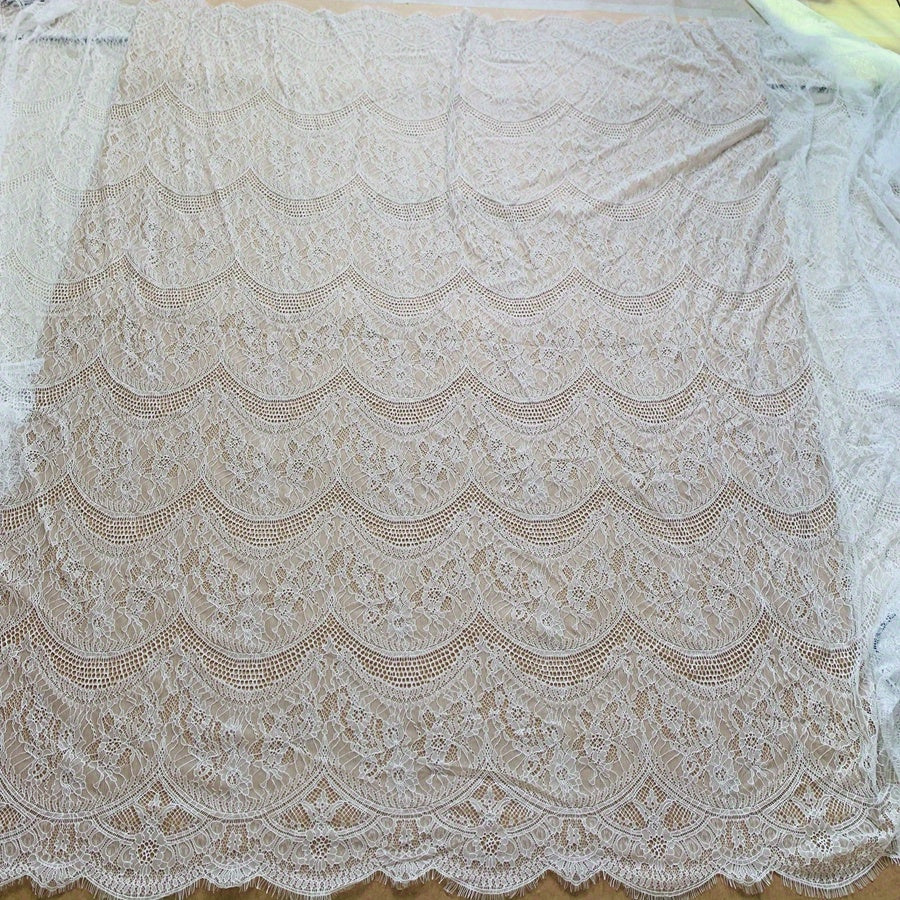 3m Long 1.5m Wide Eyelash Lace Mesh Fabric DIY Tablecloth Curtain Dress Veil