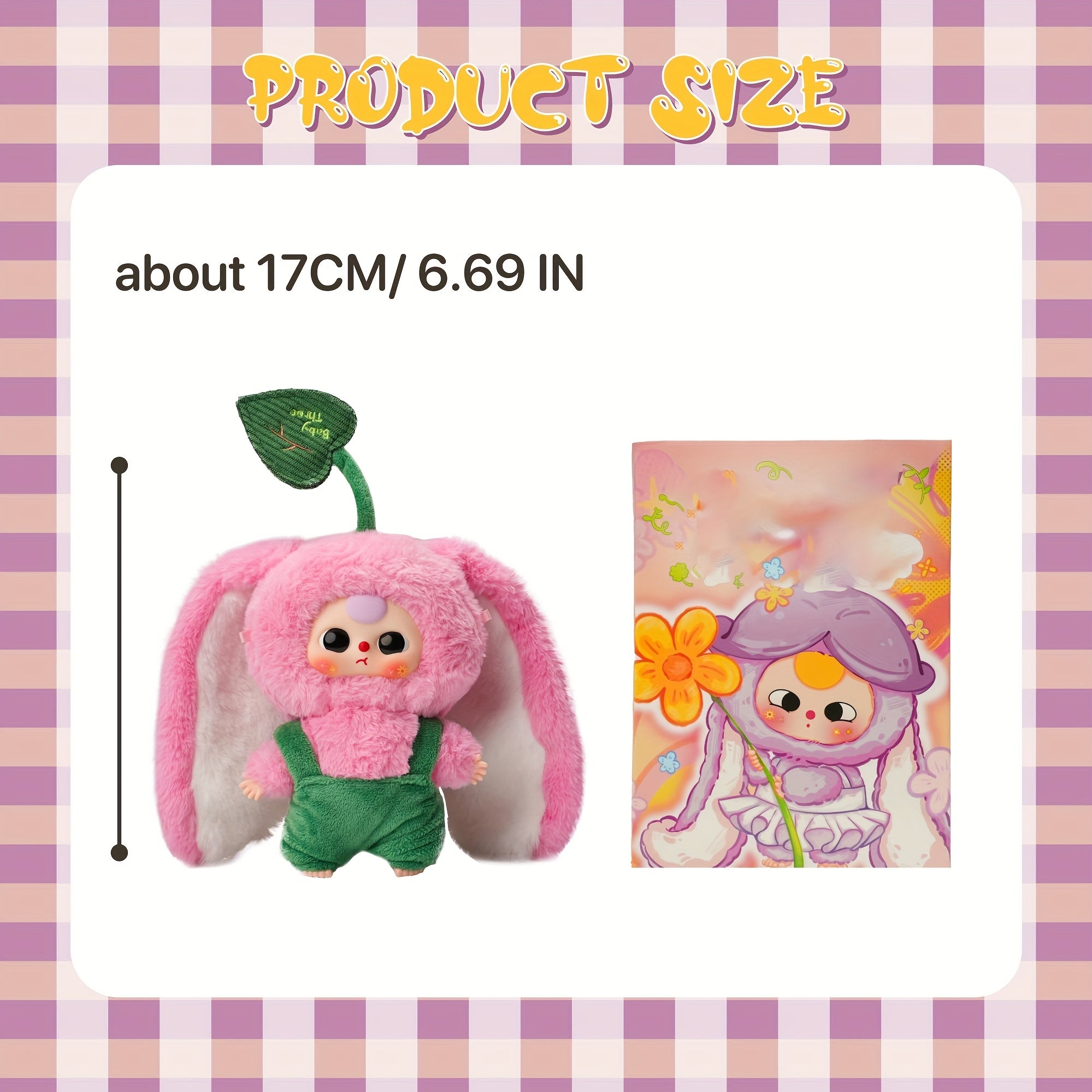 Creative Longear Rabbit Plush Toy with Expressive Eyes & Floral Accents