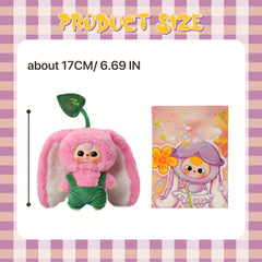 Creative Longear Rabbit Plush Toy with Expressive Eyes & Floral Accents