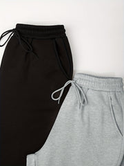 2 Pack Plus Size Sports Pants Women's Plus Elastic Drawstring Jogger Trousers