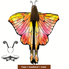 Adult Butterfly Wing Cape Set with Antenna Headband & Lace Mask