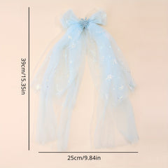 Snowflake Hair Bow Clips Sparkly Chiffon Barrettes Hair Accessories