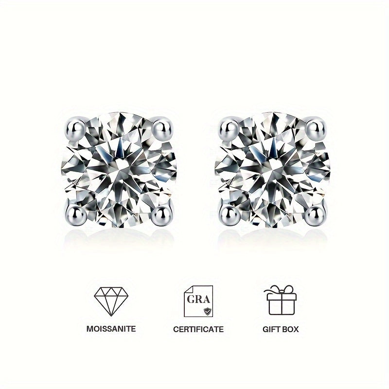 Moissanite Stud Earrings Sterling Silver Women's Jewelry Decor