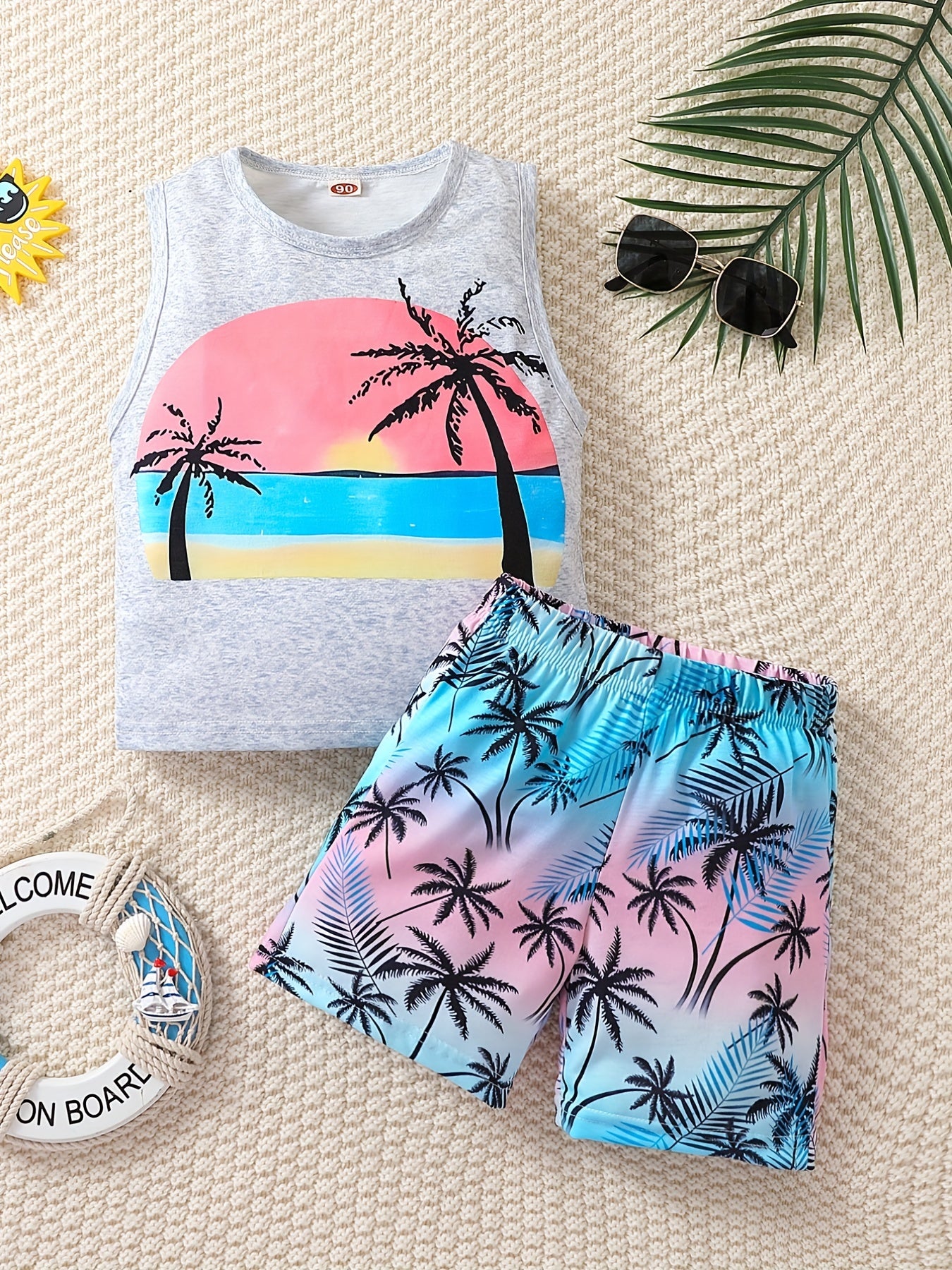 Boys Coconut Trees Tank Top & Shorts Set