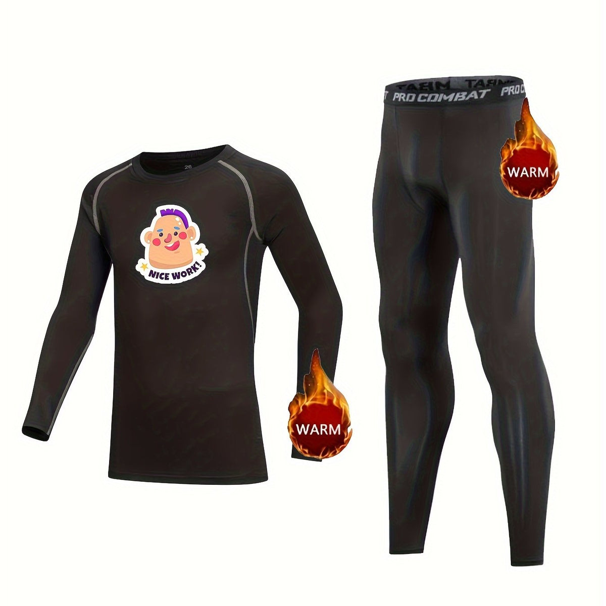 Kids Compression Fleece Sets-Letter Printed Elastic Waist Pants