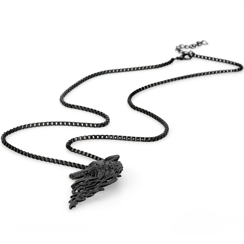 Punk Style Wolf Head Pendant Necklace Men's Jewelry Vintage Hip Hop Sweater Chai