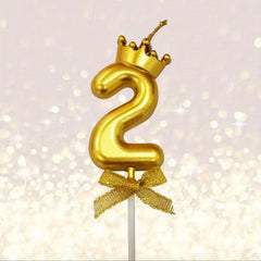 1pc 0-9 Number Candle Crown Bow Birthday Party Cake Decoration