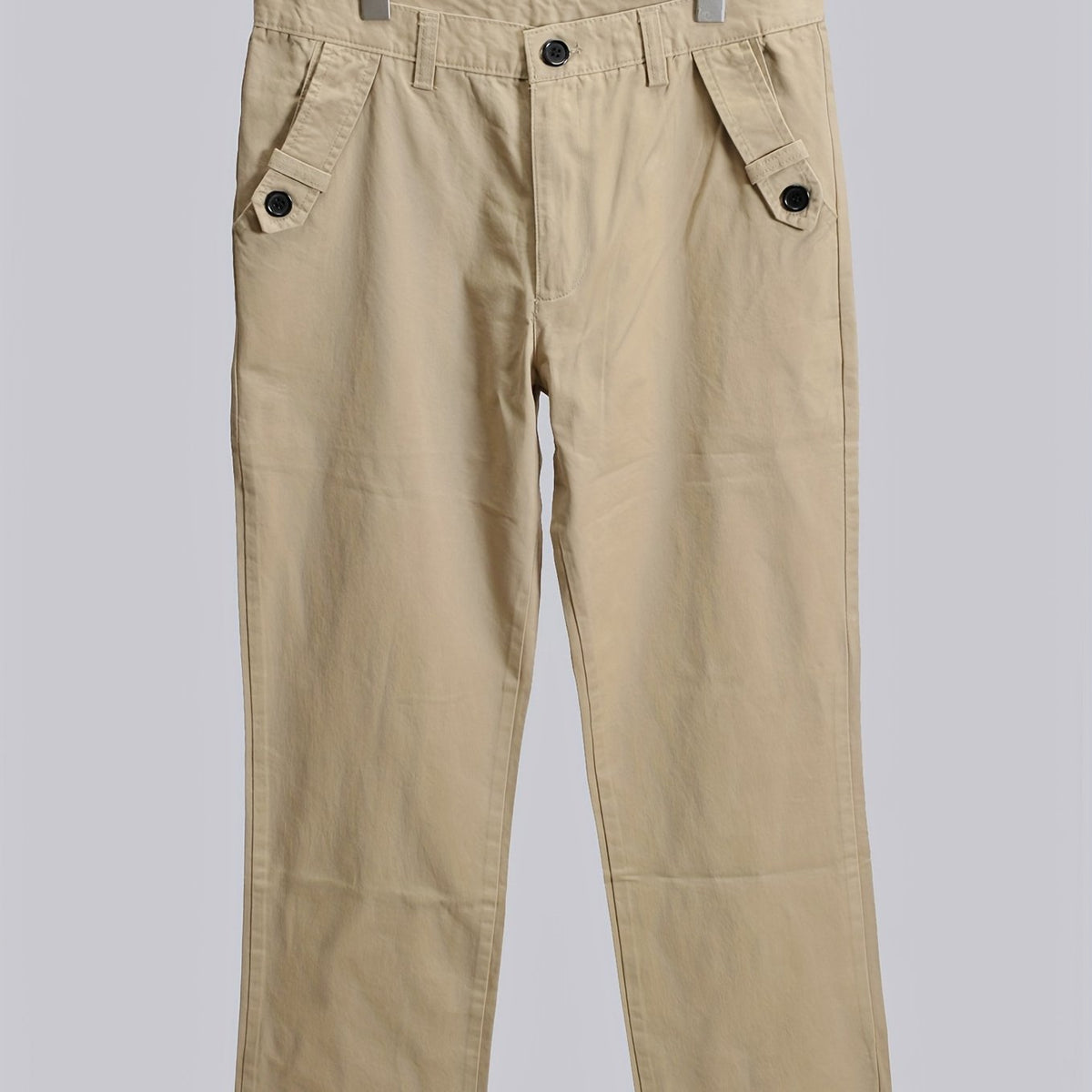 Men's Casual Trousers Streamer Buttons Decorative Pockets Business Pants