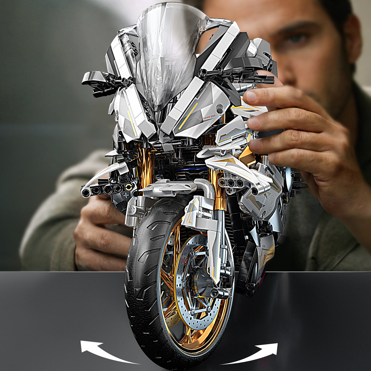 Platinum Motorcycle Building Blocks Model Easy Assembly Perfect Gift