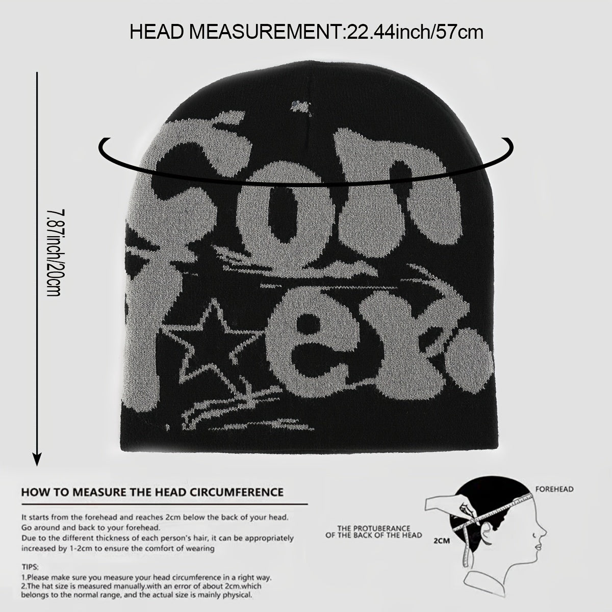 Y2K Hip Hop Beanie Unisex Knit Cap Warm Winter Ski Hat