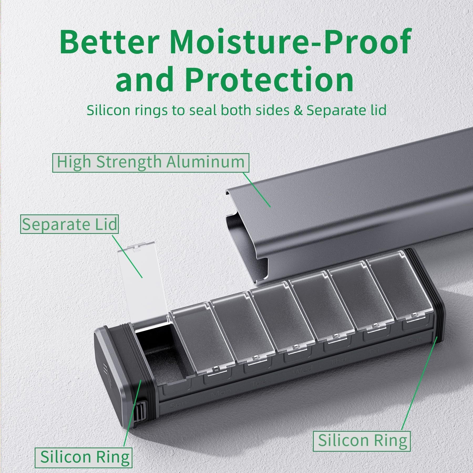Aluminum 7-Day Travel Pill Box