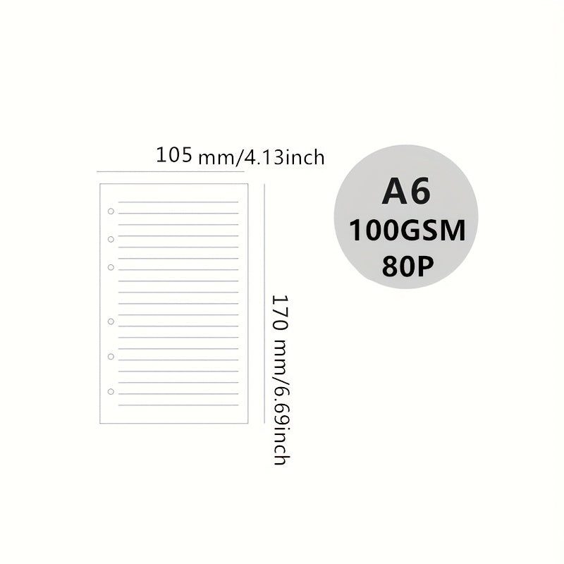 A6 Loose Leaf Paper Refill Pages 80 Sheets 160 Pages