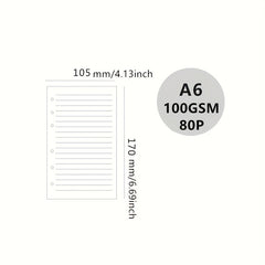 A6 Loose Leaf Paper Refill Pages 80 Sheets 160 Pages