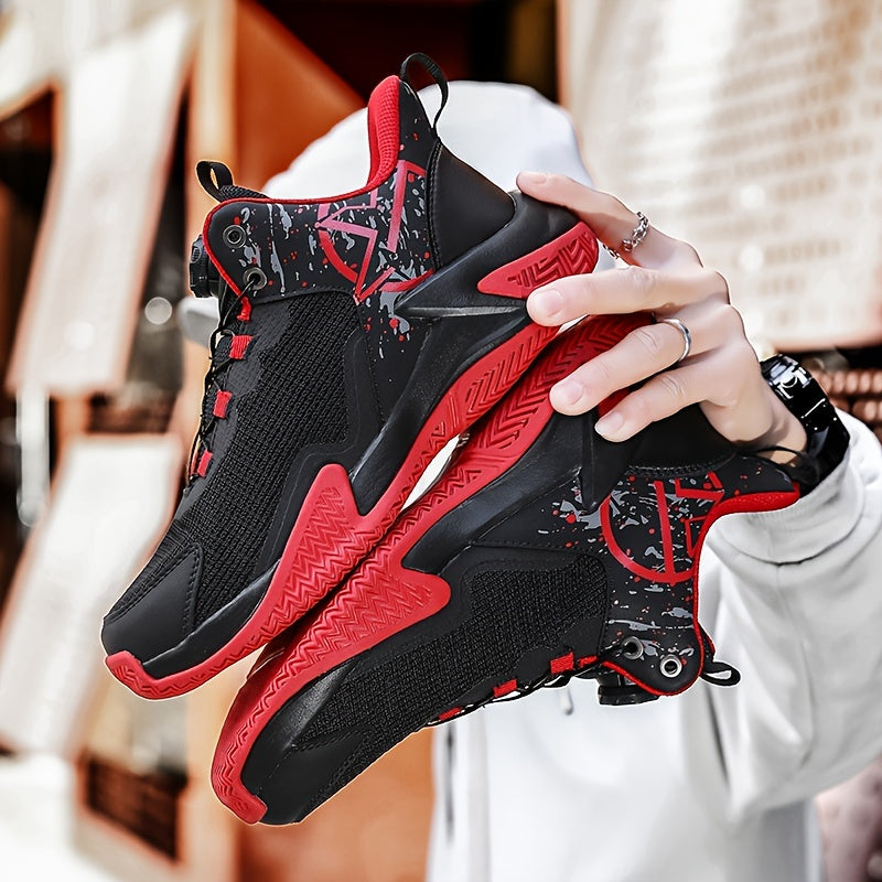 Men's Rotating Buckle Basketball Shoes Non Slip Sneakers